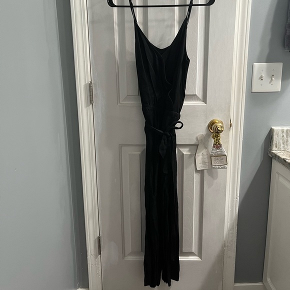 EUC Black LOFT Spaghetti Strap Jumpsuit with Waist Tie - Picture 8 of 9